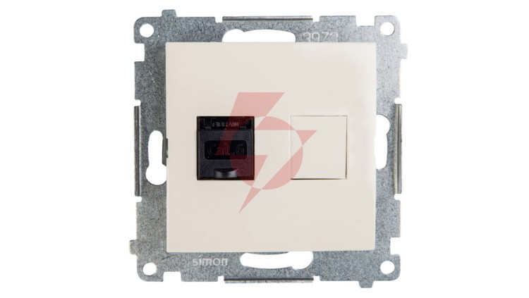 Simon 54 Gniazdo komputerowe pojedyncze RJ45 kat.6 z przesłoną kremowe D61.01/41