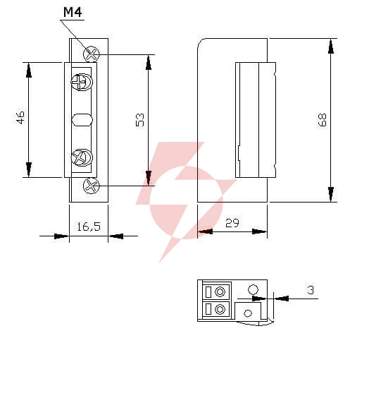 Zaczep elektra r5 z blok. symetr. wąski 16,5mm; 9125