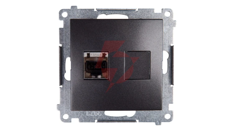 Simon 54 Gniazdo komputerowe pojedyncze RJ45 kat.6 ekranowane z przesłoną antracyt D61E.01/48