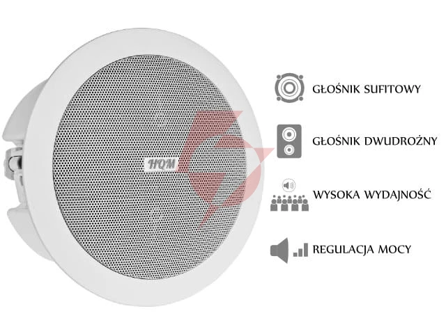 Głośnik sufitowy pa hqm-soz1024 10w 100v biały