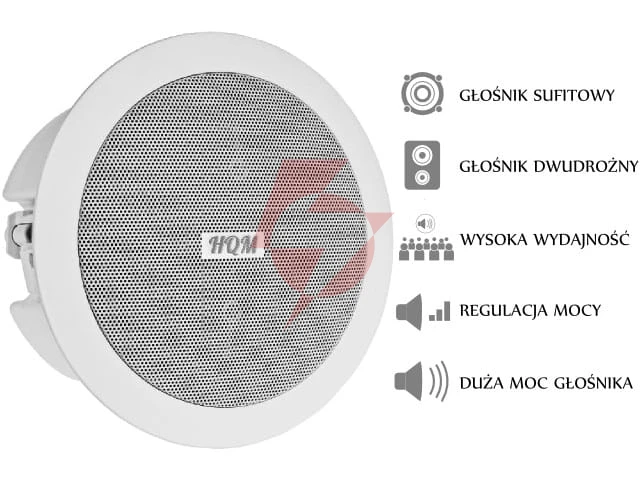 Głośnik sufitowy pa hqm-soz1625 16w 100v biały