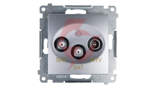Simon 54 Gniazdo antenowe RTV/SAT/SAT końcowe srebrny mat DASK2.01/43