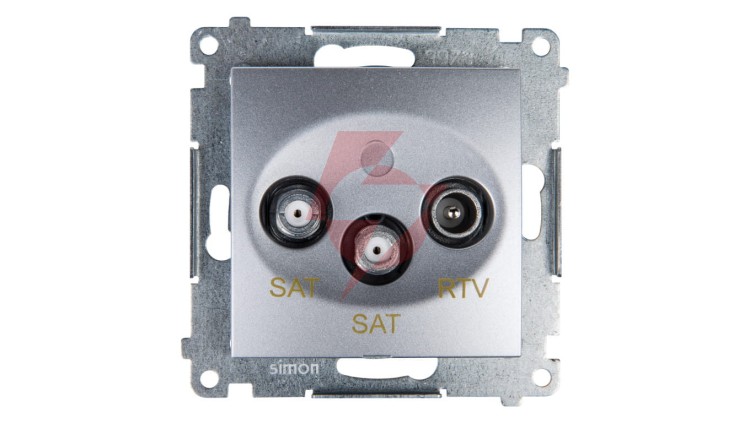 Simon 54 Gniazdo antenowe RTV/SAT/SAT końcowe srebrny mat DASK2.01/43