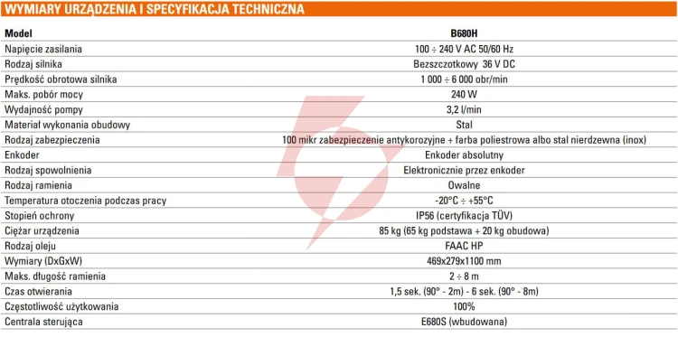 Szlaban kompletny faac b680h "s" (3300 mm)