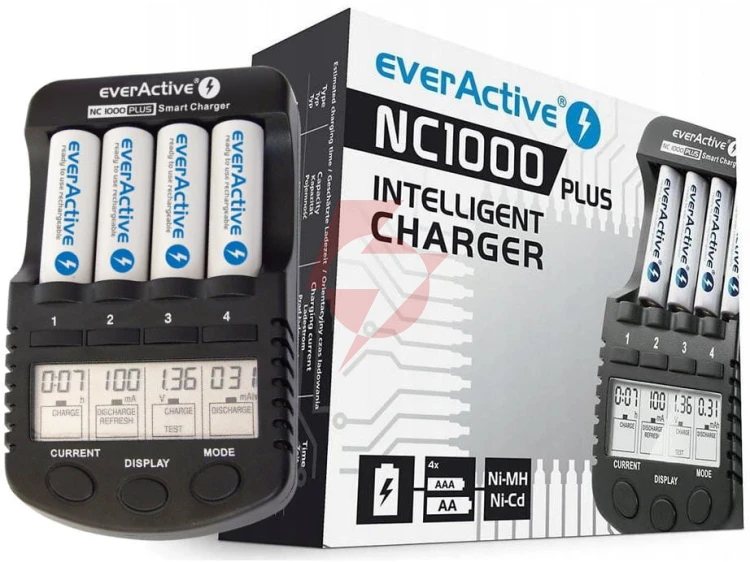Ładowarka procesorowa do akumulatorków aa / aaa everactive nc-1000 plus 