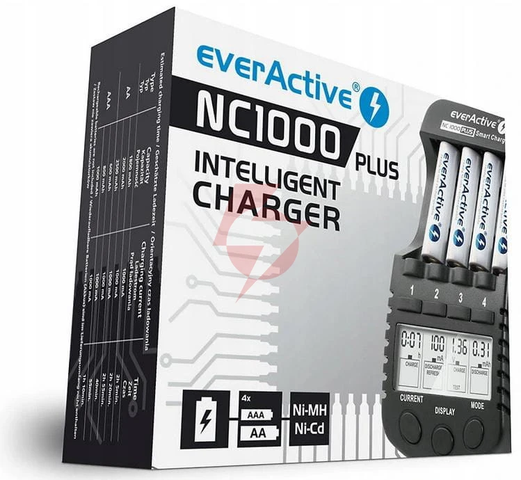 Ładowarka procesorowa do akumulatorków aa / aaa everactive nc-1000 plus 