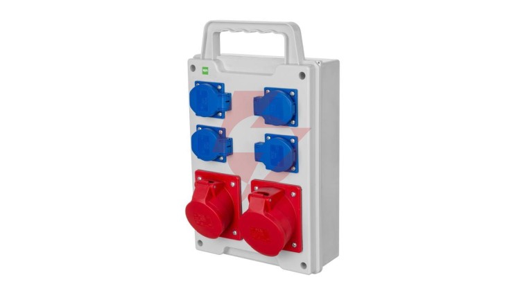 RS rozdzielnica siłowa 4x2P+Z, 3P+N+Z 16A, 3P+N+Z 32A natynkowa, IP44 6214-00