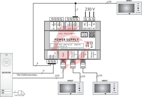 Aco ps45-15-pro-13 zasilacz video din 15v, 3a