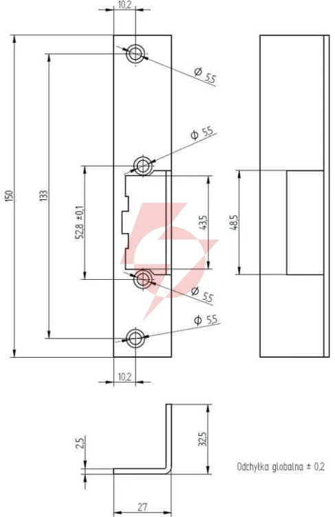 Szyld elektra kątowy krótki malowany sk1501-m