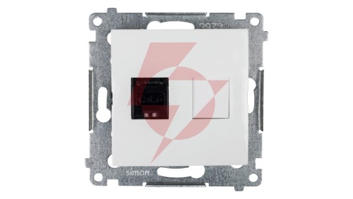 Simon 54 Gniazdo komputerowe pojedyncze RJ45 kat.6 z przesłoną białe D61.01/11