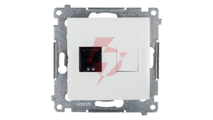 Simon 54 Gniazdo komputerowe pojedyncze RJ45 kat.6 z przesłoną białe D61.01/11