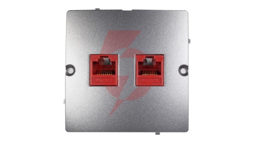 Simon Basic Gniazdo komputerowe podwójne 2xRJ45 kat.5e stal inox BMF52.02/21