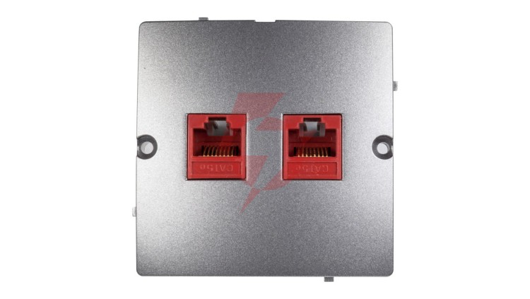 Simon Basic Gniazdo komputerowe podwójne 2xRJ45 kat.5e stal inox BMF52.02/21