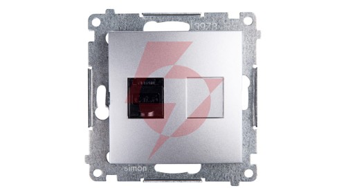 Simon 54 Gniazdo komputerowe pojedyncze RJ45 kat.6 z przesłoną srebrny mat D61.01/43
