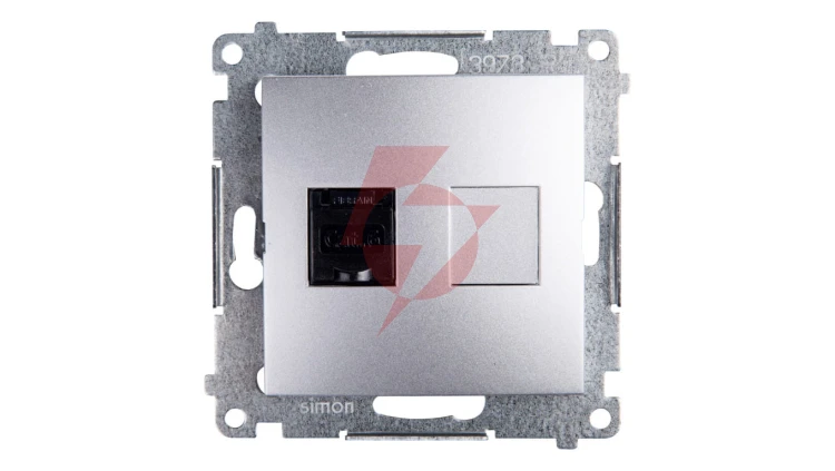 Simon 54 Gniazdo komputerowe pojedyncze RJ45 kat.6 z przesłoną srebrny mat D61.01/43