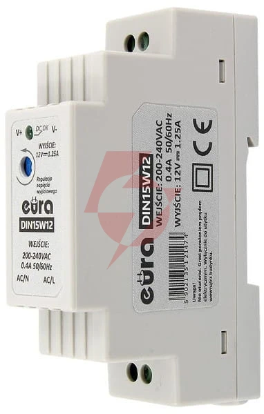 Zasilacz din ''eura'' din15w12 12v 1,25 a dc