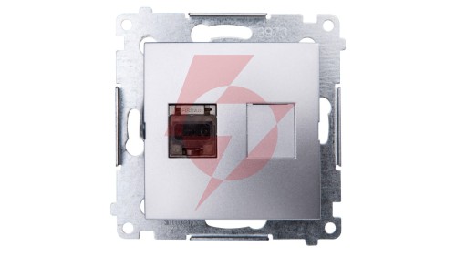 Simon 54 Gniazdo komputerowe pojedyncze RJ45 kat.6 ekranowane z przesłoną srebrny mat D61E.01/43