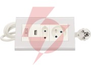 Przedłużacz biurkowy z wyłącznikiem orno or-ae-1328 2x250v ac i usb