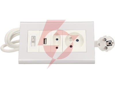 Przedłużacz biurkowy z wyłącznikiem orno or-ae-1328 2x250v ac i usb