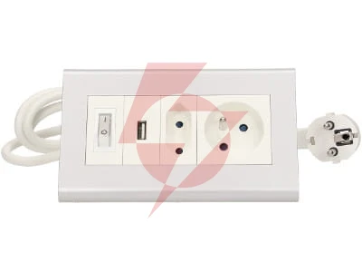 Przedłużacz biurkowy z wyłącznikiem orno or-ae-1328 2x250v ac i usb