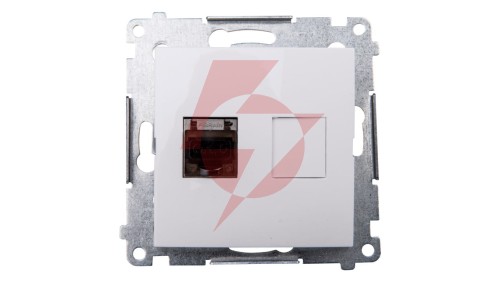 Simon 54 Gniazdo komputerowe pojedyncze RJ45 kat.6 ekranowane z przesłoną białe D61E.01/11