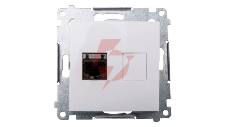 Simon 54 Gniazdo komputerowe pojedyncze RJ45 kat.6 ekranowane z przesłoną białe D61E.01/11