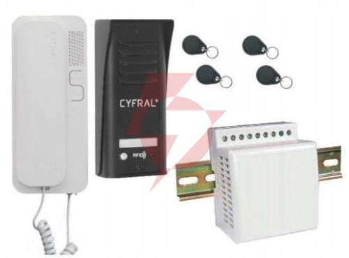 Domofon cyfral cosmo 1-lokatorski czarny/unifon biały