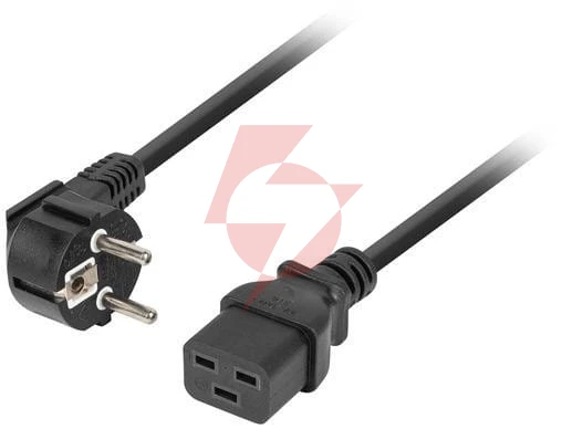 Kabel zasilający (serwerowy) cee 7/7 iec 320 c19 16a 1.8m wtyczka kątowa vde lanberg