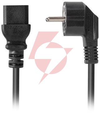 Kabel zasilający (serwerowy) cee 7/7 iec 320 c19 16a 1.8m wtyczka kątowa vde lanberg