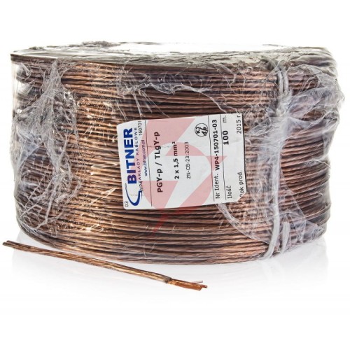 Przewód głośnikowy bitner bitsound pgy-p (tlgy) 2x1,5mm rolka 100m.