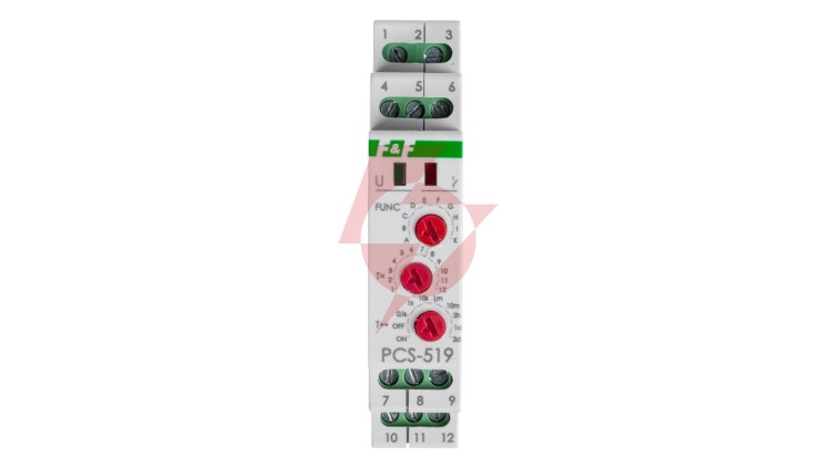 Przekaźnik czasowy 2P 8A 0,1sek-576h 230V AC, 24V AC/DC wielofunkcyjny PCS-519DUO
