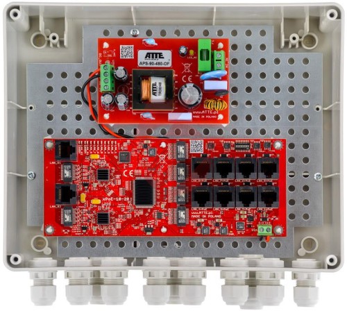 Switch zewnętrzny 8-portowy poe do 8 kamer ip atte ip-8-20-l2