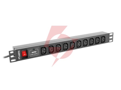 Listwa zasilająca rack pdu 1u 10a 10x iec c13 2m czarna c14 lanberg