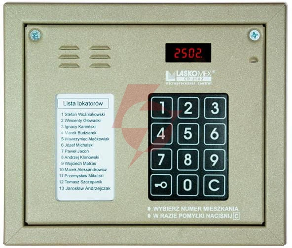 Laskomex cp-2502nr beżowy panel audio z mini listą lokatorów i z czytnikiem kluczy rfid