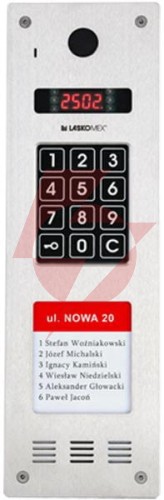 Laskomex cp-2533nr-040 wąski panel audio pionowy, ze stali nierdzewnej, z czytnikiem rfid