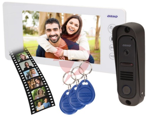 Wideodomofon or-vid-js-1053/w pamięć + breloki arcus rfid 7" orno biały