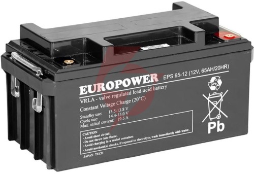 Akumulator agm europower serii eps 12v 65ah (żywotność 8-12 lat)