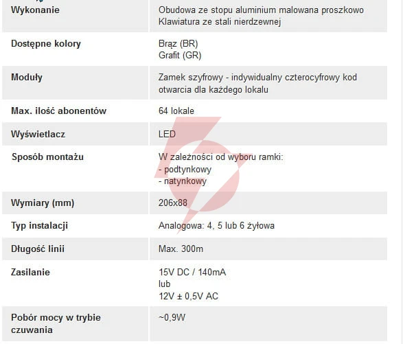 Aco cdna gr centrala domofonowa do instalacji analogowych,