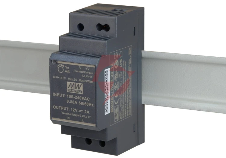 Zasilacz impulsowy na szynę din mean well hdr-30-12 12v/30w/2a