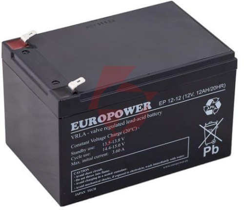 Akumulator agm europower serii ep 12v 12ah (żywotność 6-9 lat)