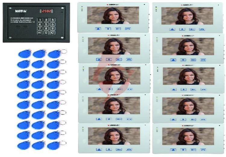 Laskomex system wideo-domofonu 10 lakatorów, 1 wejście , czytnik rfid.