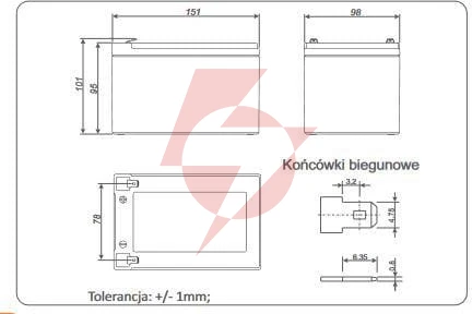 Akumulator agm alarmtec serii bp 12v 12ah 