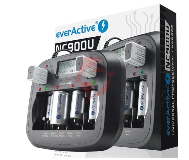 Ładowarka procesorowa do akumulatorków aa / aaa / c / d / 6f22 / 9v everactive nc-900u