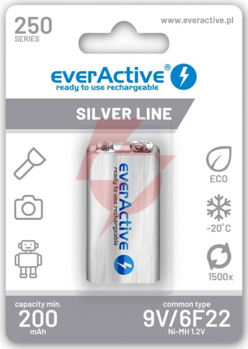 Akumulatorek 6f22 ni-mh everactive 9v 250mah silver line (1 szt.)