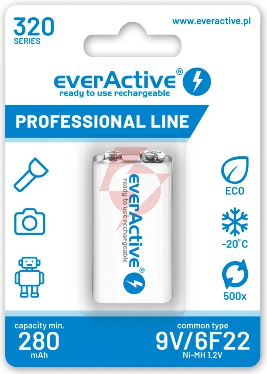 Akumulatorek 6f22 ni-mh everactive 9v 320mah professional line (1 szt.)