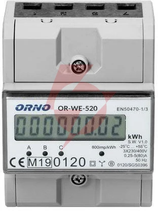 Or-we-520 orno 3-fazowy licznik energii elektrycznej, 80a, mid, 3 moduły, din th-35mm