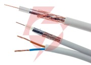 Przewód kabel koncentryczny z zasilaniem do cctv biały k60+2x0,5mm2 elektrokabel 1m