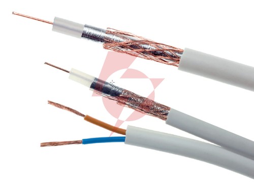 Przewód kabel koncentryczny z zasilaniem do cctv biały k60+2x0,5mm2 elektrokabel 1m