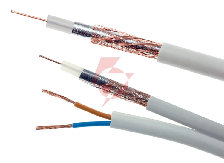 Przewód kabel koncentryczny z zasilaniem do cctv biały k60+2x0,5mm2 elektrokabel 1m