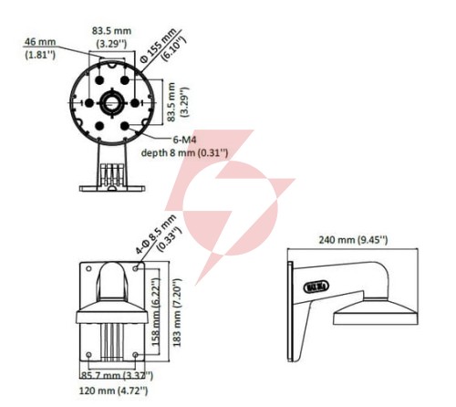 Uchwyt ścienny hikvision ds-1273zj-155